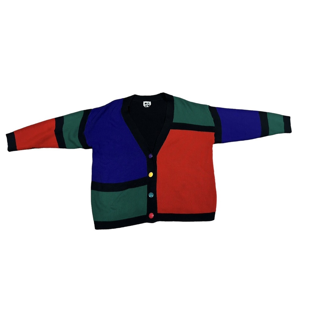 Vintage 80's/90's Bright Color Block‎ Osanna cardigan Women's Size Large Buttons